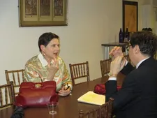 Isabella Rossellini with Antonio Monda in the Morgan Library & Museum Green Room 